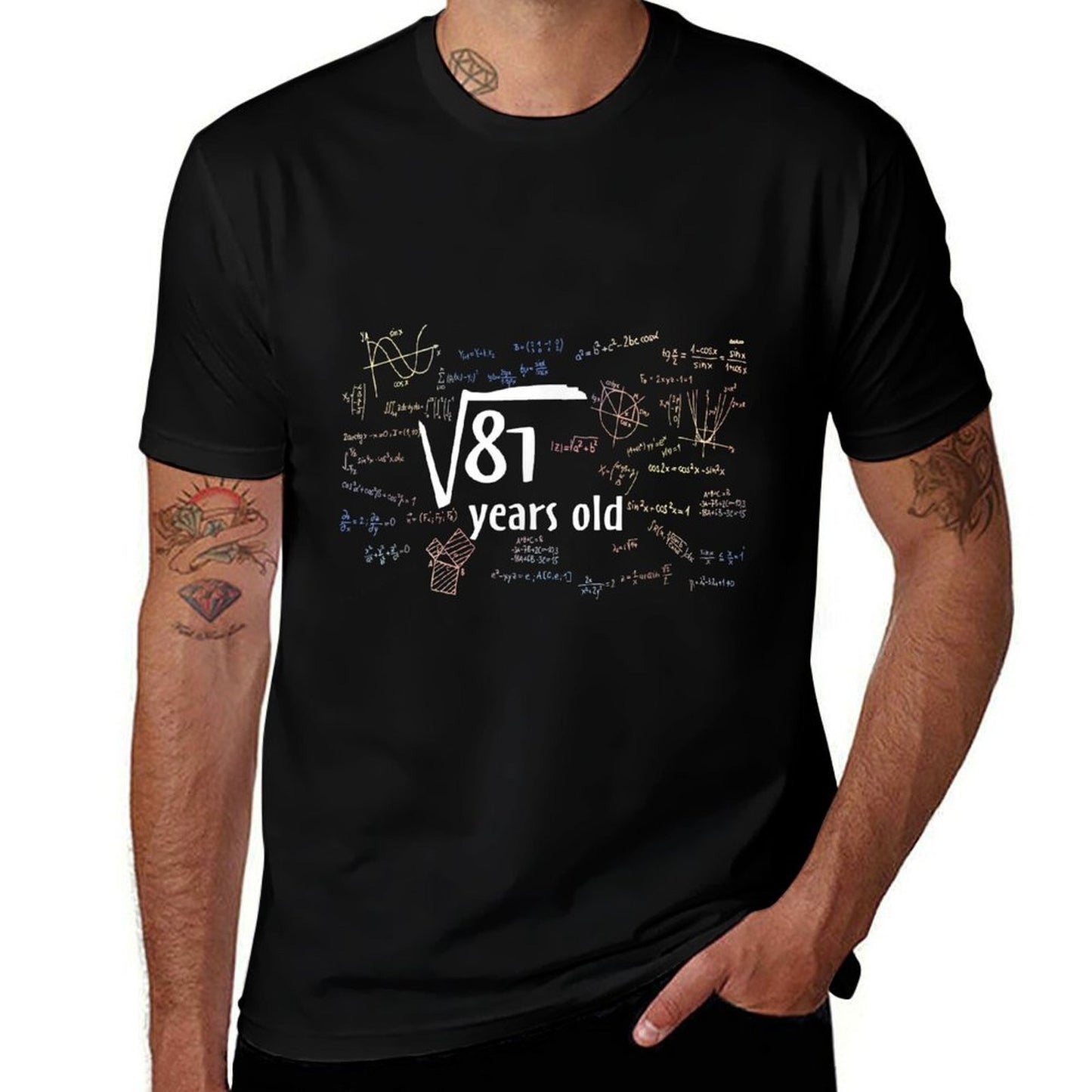Square Root Of 81 9th Birthday 9 Year Old Math Bday  Fade-proof Color T-Shirt