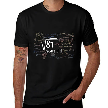 Square Root Of 81 9th Birthday 9 Year Old Math Bday  Fade-proof Color T-Shirt