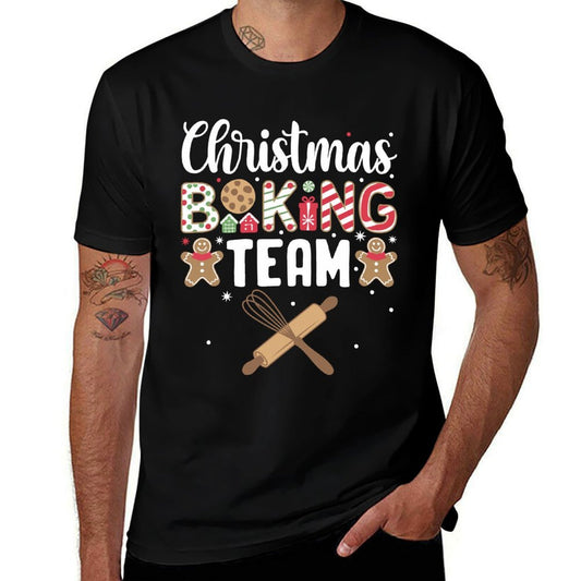Funny Christmas Baking Team Baking Christmas Cookie  Ribbed Collar T-Shirt