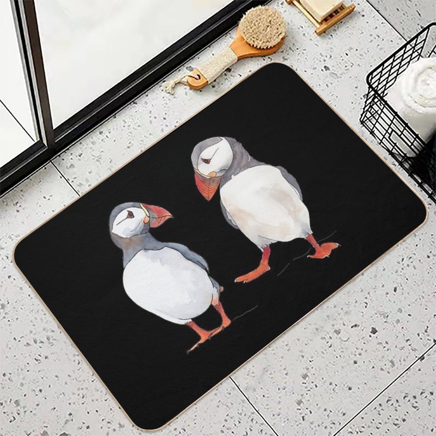 Pssstt... Wanna Dance Sweet Puffin Friends  High-Traffic Bath Mat