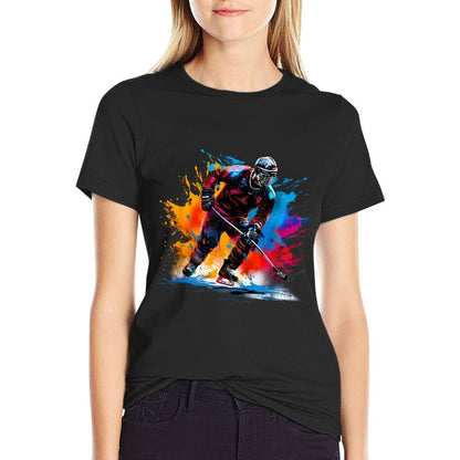 Colorful Ice Hockey  Polyester Blend T-Shirt