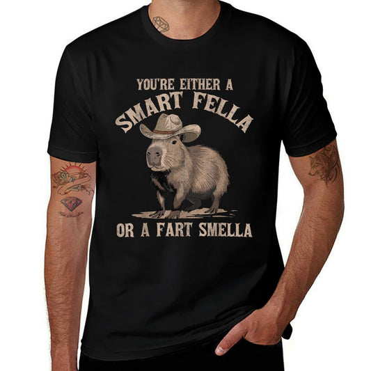 Youre Either A Smart Fella Or A Fart Smella Funny Capybara  Slim-fit Cut T-Shirt