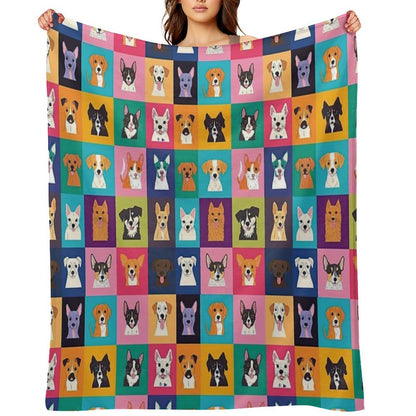 Bright And Happy Animal Heads for Decoration Versatility Throw Blanket