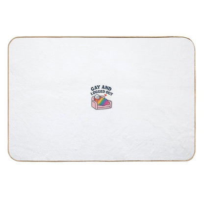Gay And Logged Out – Rainbow Blanket Burrito Sticker  Non-Slip Bath Mat