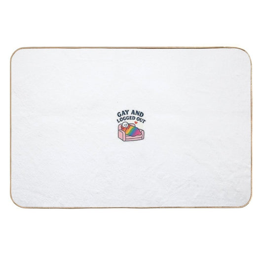 Gay And Logged Out – Rainbow Blanket Burrito Sticker  Non-Slip Bath Mat