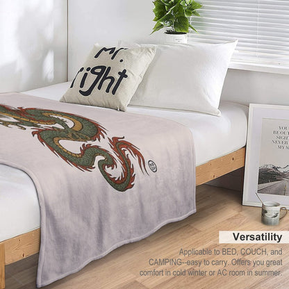 Japanese Serpentine Dragon Velvety-soft Throw Blanket