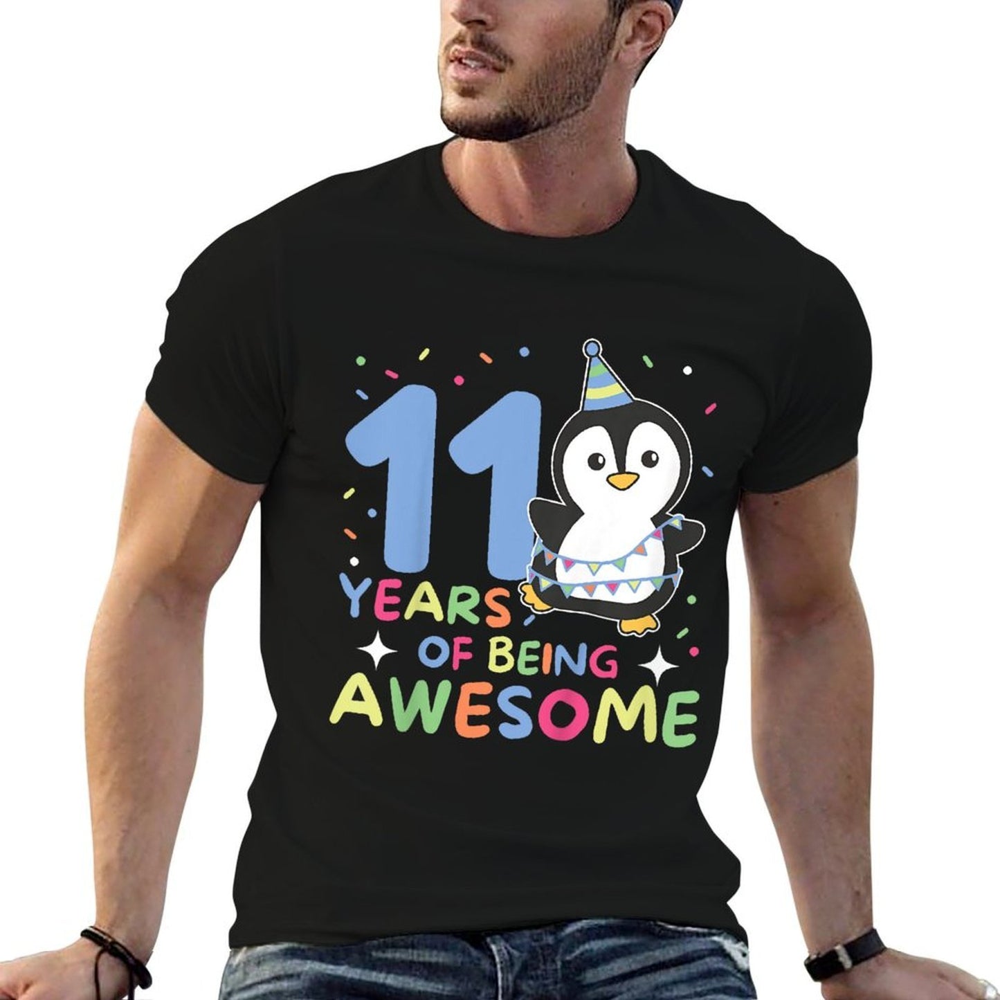 Kids Penguin For 11th Birthday For Children Eleven Years Old  Cotton T-Shirt