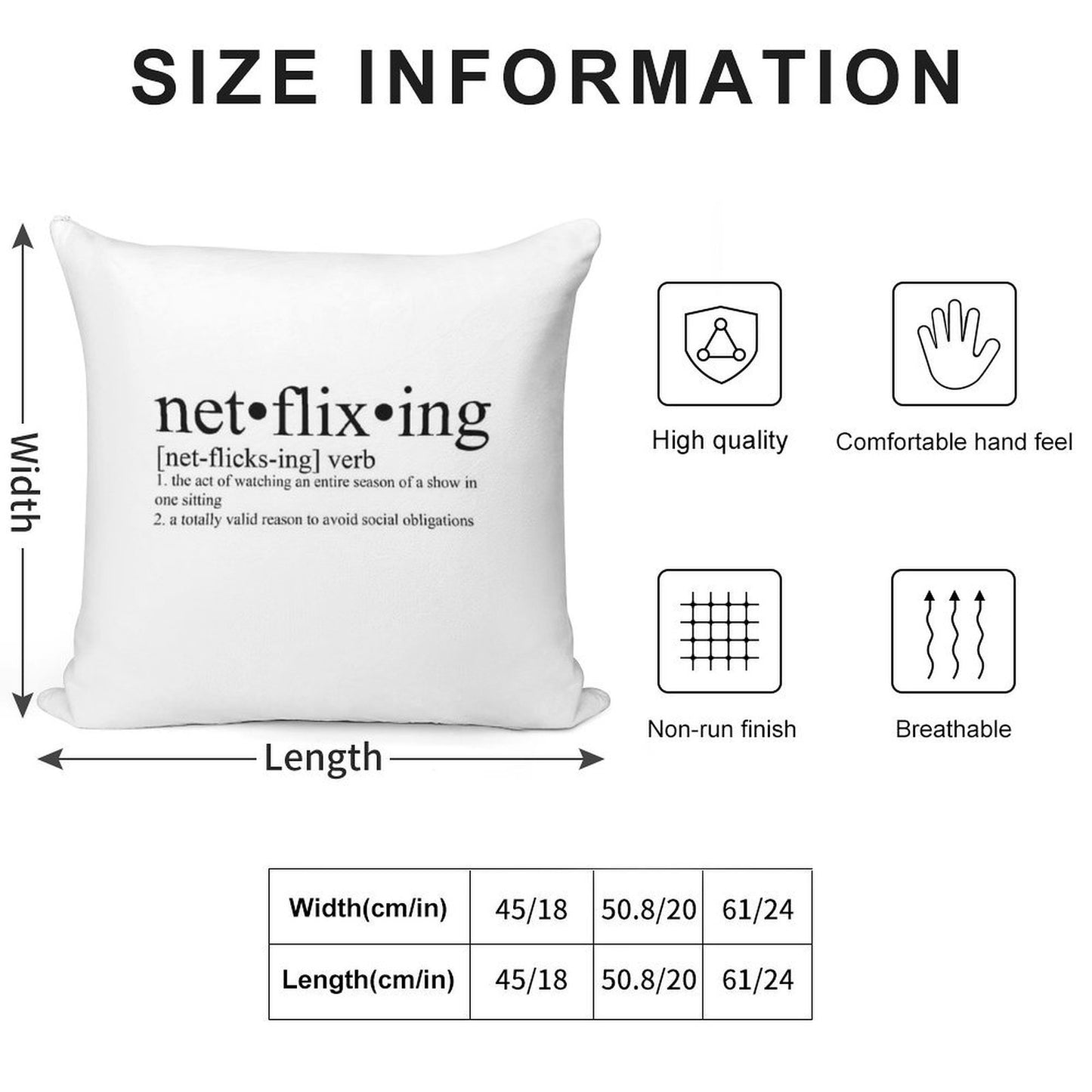 Netflixing Definition Soft High-Density Material Throw Pillow