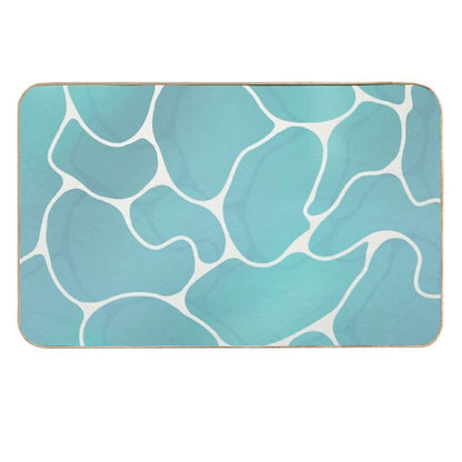 Blue Water Ocean Illustration  Fade-Resistant Bath Mat