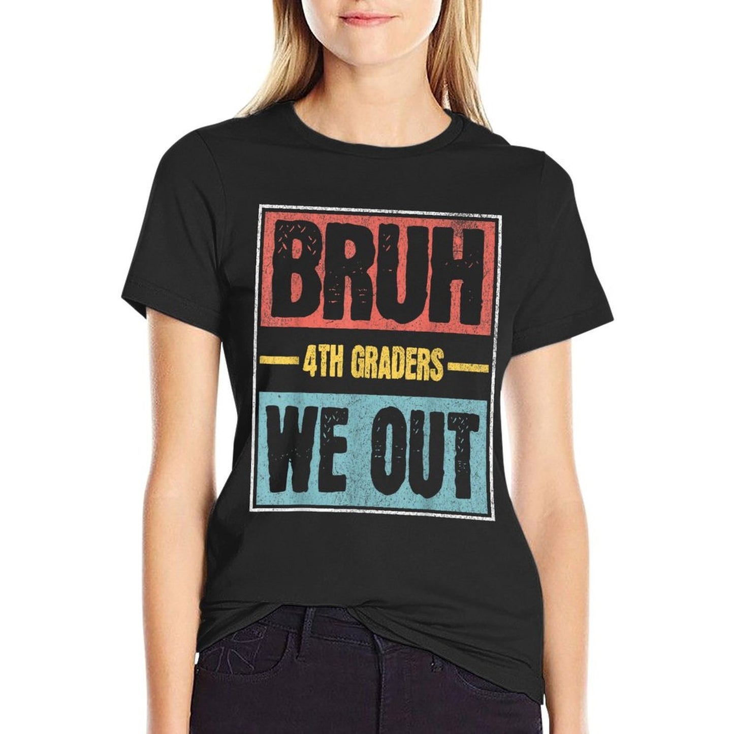 Graduation Last Day 4th Grade - Matching End School of Year  Ribbed Collar T-Shirt