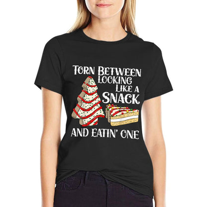 Funny Christmas Tree Cake Torn Between Looking Like A Snack  Polyester Blend T-Shirt