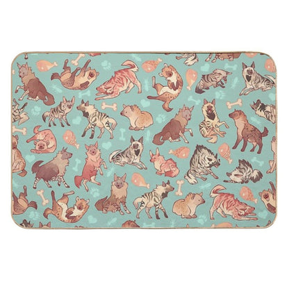 Hyenas in Minty  Dirt-Trapping Bath Mat