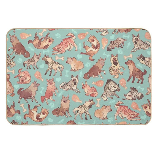 Hyenas in Minty  Dirt-Trapping Bath Mat