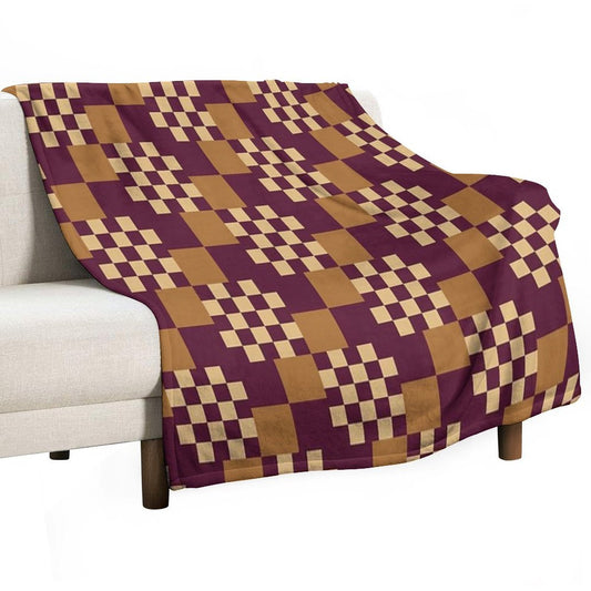Geometric Shapes Checker Pattern 1 in Rustic  Classy Brown All-season Throw Blanket