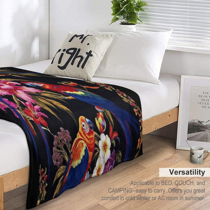 Floral Pattern The Macaw Mystique Durable Throw Blanket
