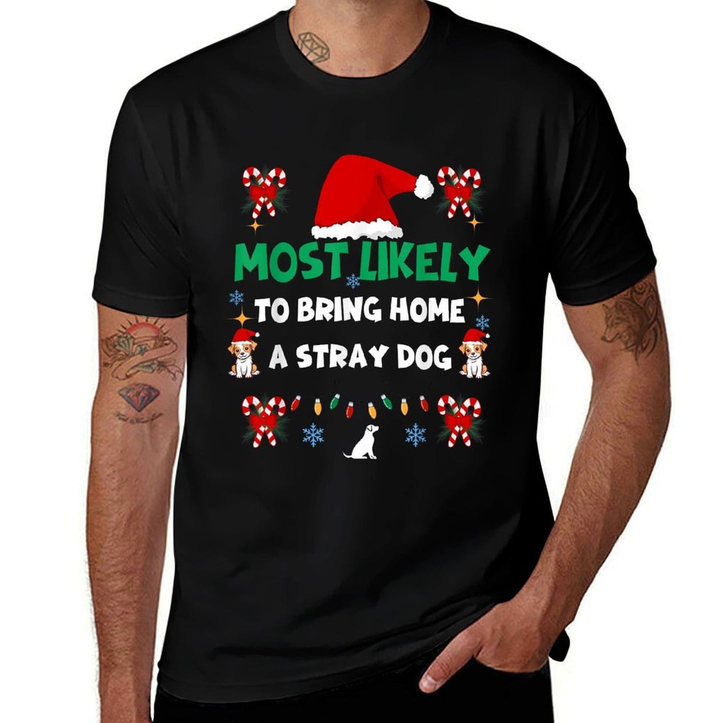 Most Likely To Bring Home A Stray Dog Matching Christmas  Relaxed-fit T-Shirt