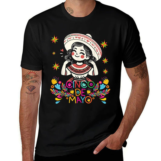 Cinco De Mayo Mexican Poncho 5 De Mayo Anime Cute Girl  Eco-friendly Material T-Shirt