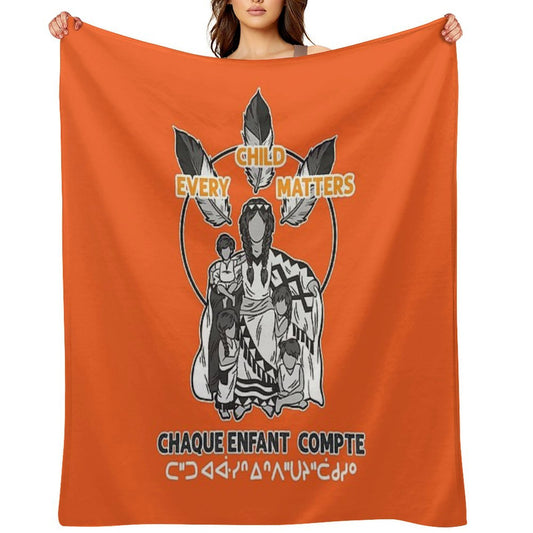 Chaque Enfant Compte Every Child Matters Orange Machine-washable Throw Blanket