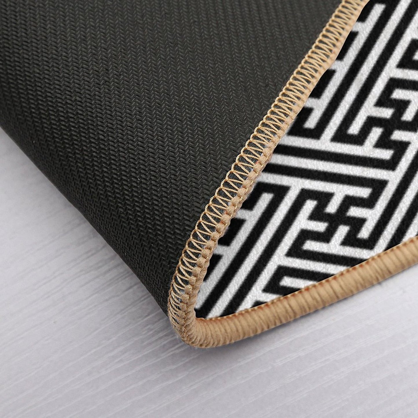 Sayagata - Japanese Traditional Pattern - Black  Slip-Resistant Bath Mat