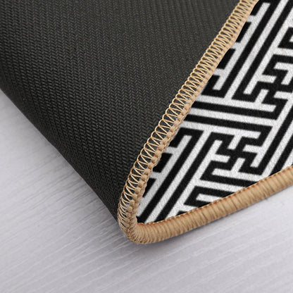 Sayagata - Japanese Traditional Pattern - Black  Slip-Resistant Bath Mat