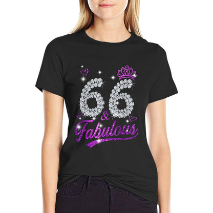 66 & Fabulous 66 Year Old 66th Birthday Diamond Crown Pink  Eco-friendly Material T-Shirt