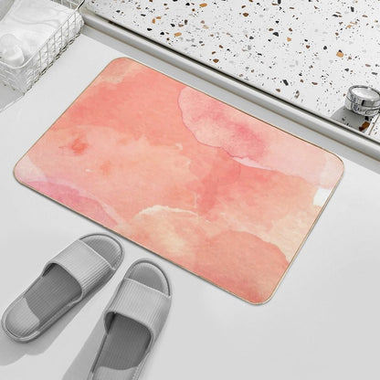 Peach Watercolor Painted Clouds  Anti-Trip Bath Mat