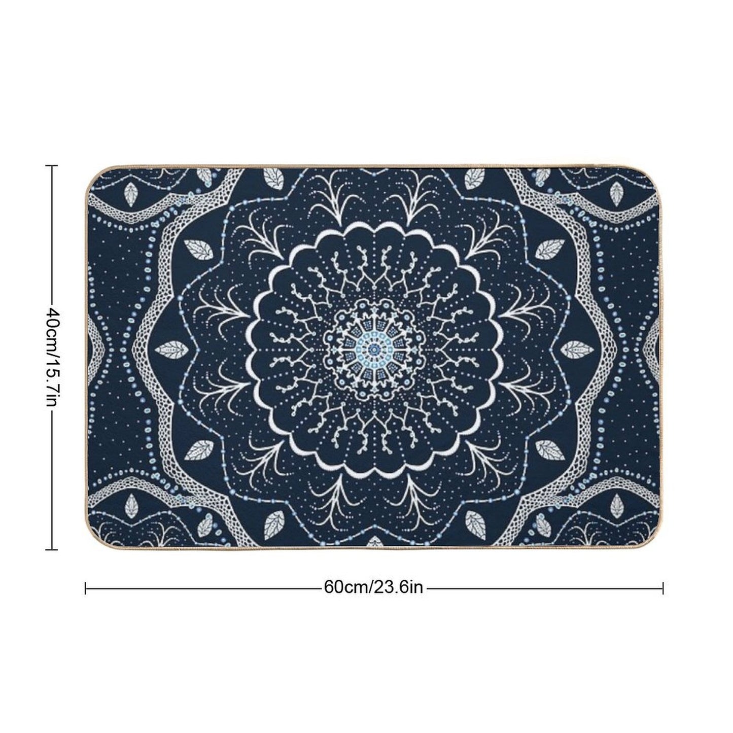 Black White Blue Mandala Durable Bath Mat