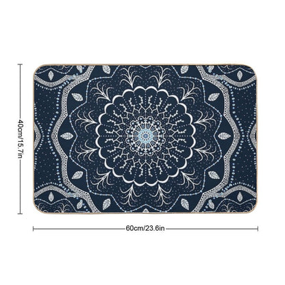 Black White Blue Mandala Durable Bath Mat