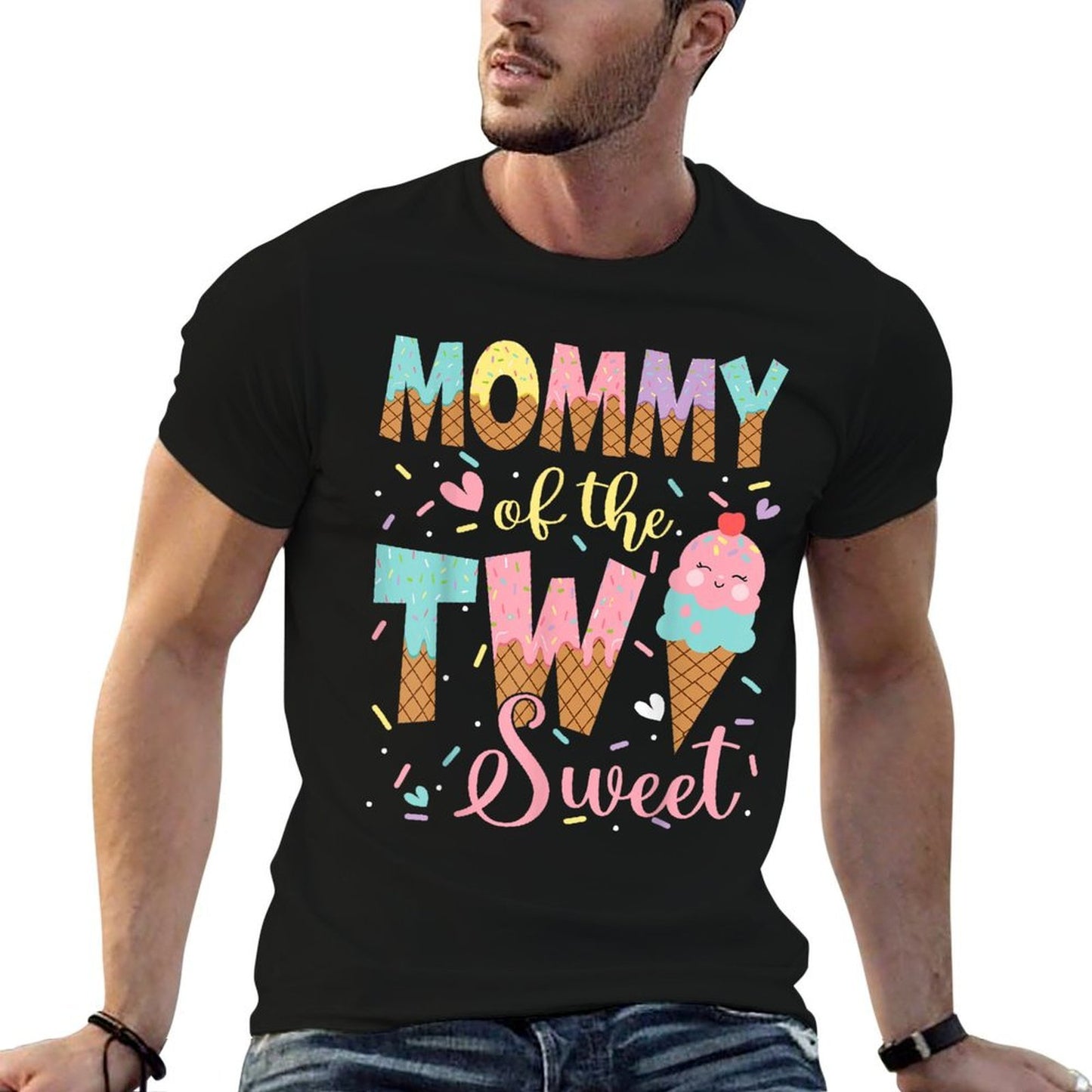 Mommy Of The Two Sweet 2Nd Birthday Girl Ice Cream  Odor-resistant T-Shirt