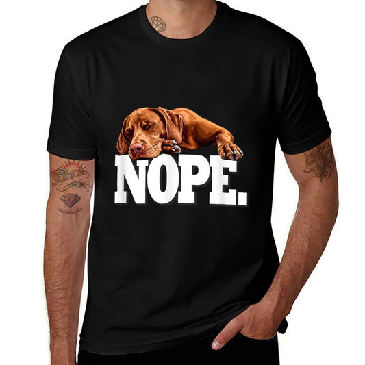 Funny Napping NOPE Vizsla Dog Lover  Rolled Sleeves T-Shirt