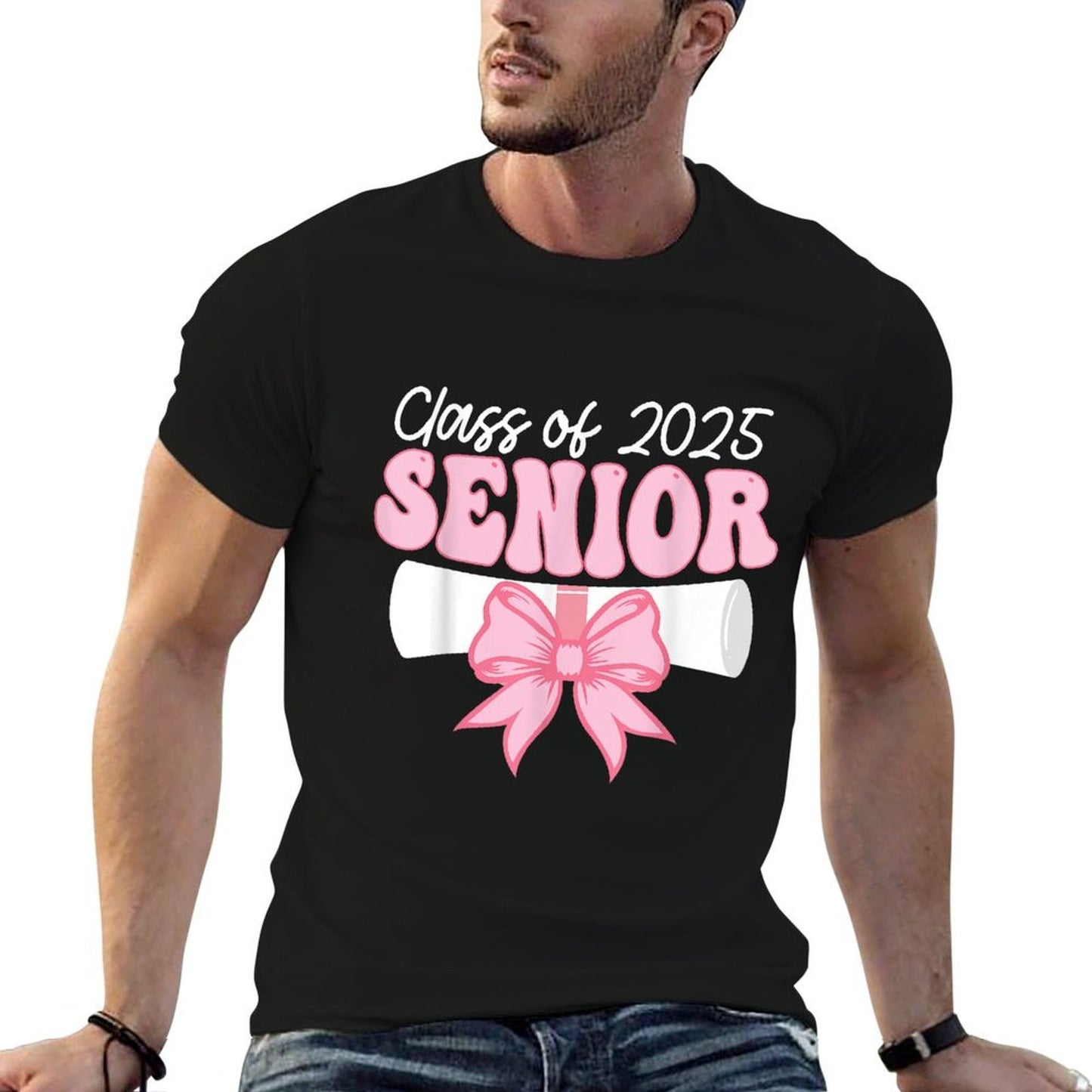 Cute Senior 2025 Bow Graduation High School Class of 2025  Easy-care T-Shirt