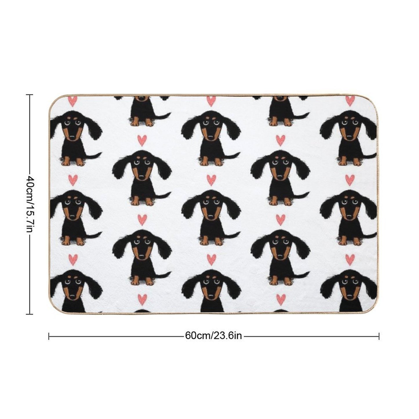 Dachshund Puppy Love  Cute Black And Tan Wiener Dog with Heart  High-Traffic Bath Mat