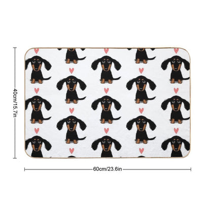 Dachshund Puppy Love  Cute Black And Tan Wiener Dog with Heart  High-Traffic Bath Mat