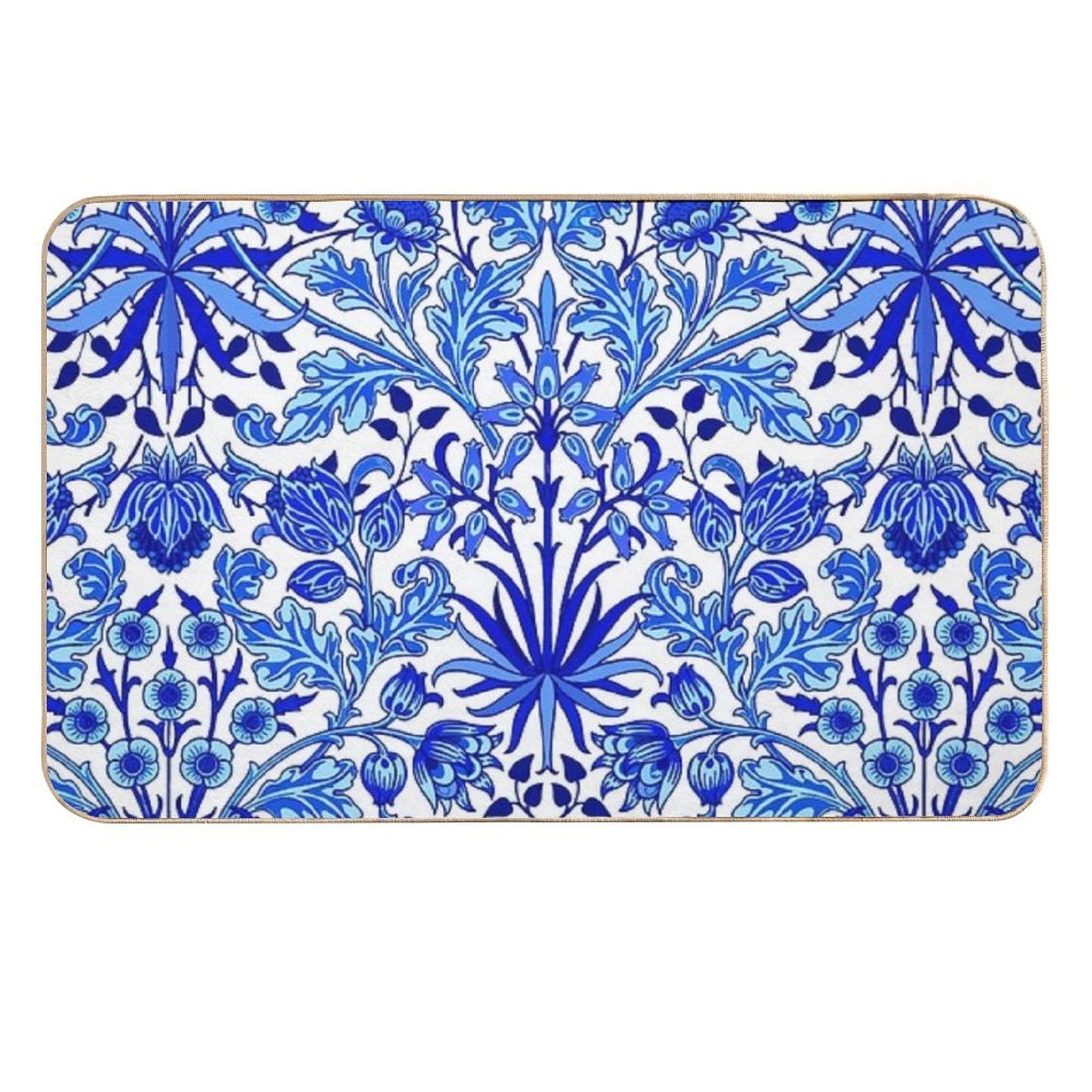 William Morris Hyacinth Print, Cobalt Blue & White  Non-Slip Bath Mat