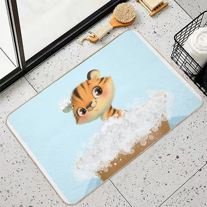Cute Baby Tiger in A Bathtub, Boys Bathroom Print, Baby Animals in Tub, Whimsy Animal, Kids Bathroom Art  Versatile Bath Mat