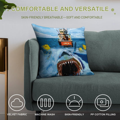 Jaws Movie Retro. Birthday Party Gifts. Officially Licensed Merch. Soft Warmth Comfort Throw Pillow