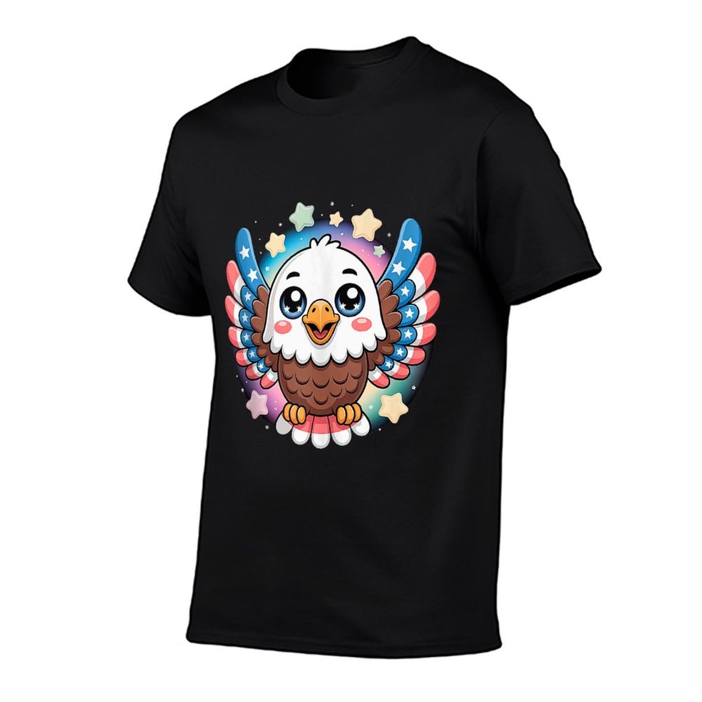 Cute Bald Eagle Kawaii USA Wings 4th of July Kids  Fade-proof Color T-Shirt