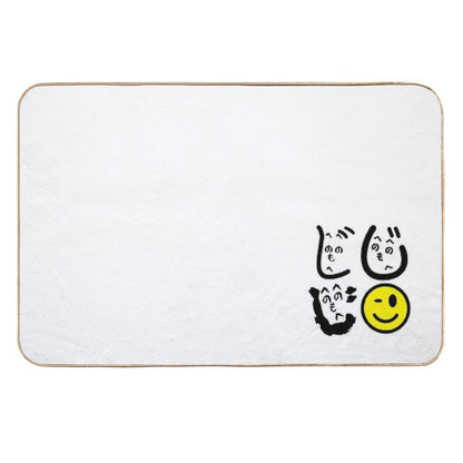 Funny Minimalist Heno Heno Moheji Face Design – Japanese Hiragana Art  High-Traffic Bath Mat