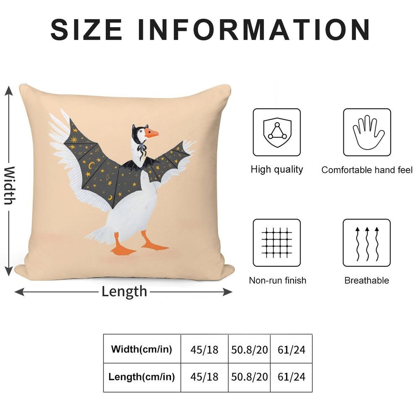 Bat Goose Soft Reinforced Edging Throw Pillow