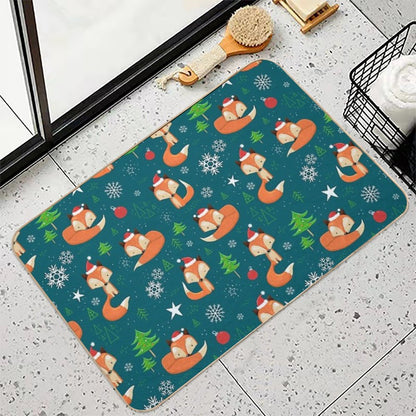 Winter Fox Christmas Holiday  Absorbent Bath Mat
