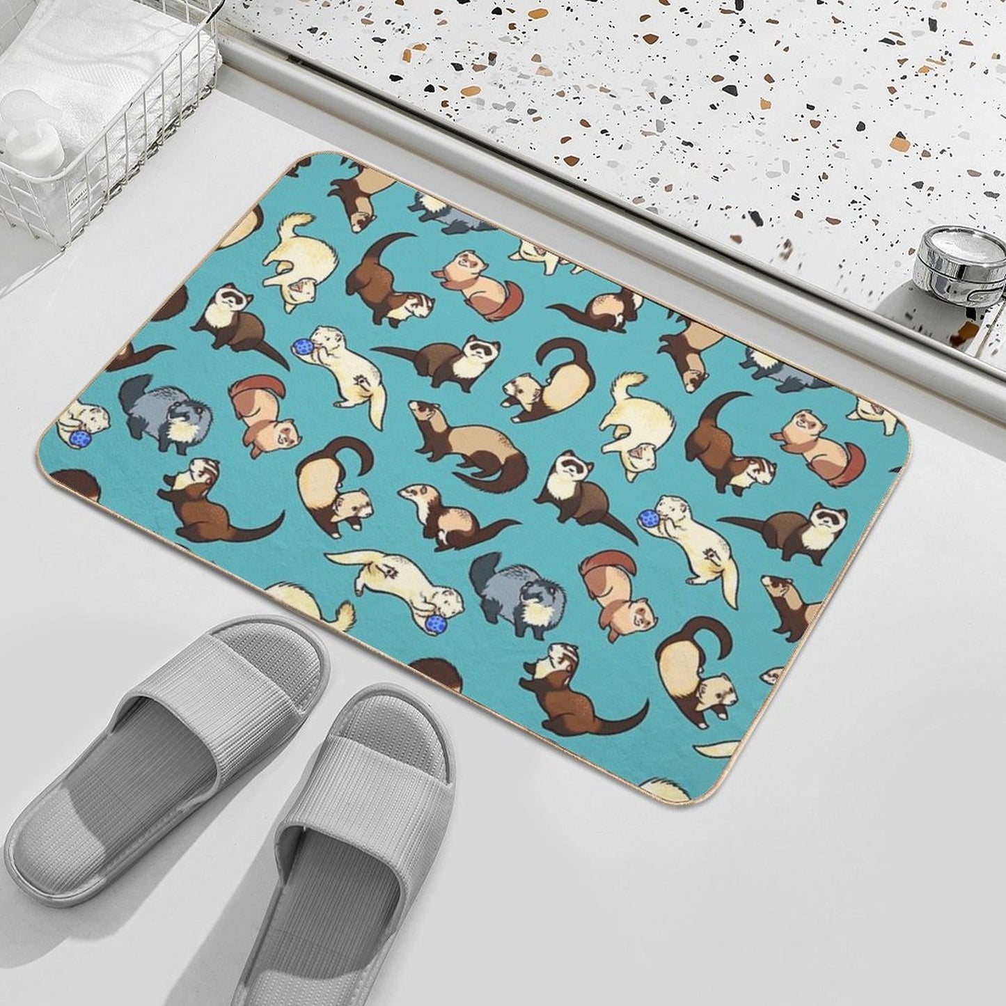 Cat Snakes in Blue  High-Traffic Bath Mat