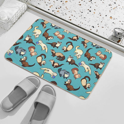 Cat Snakes in Blue  High-Traffic Bath Mat