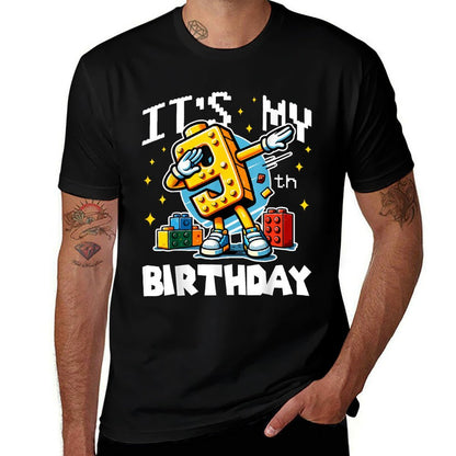 It's My 9th Birthday Boy Dabbing Builder Bricks Blocks Party  Odor-resistant T-Shirt