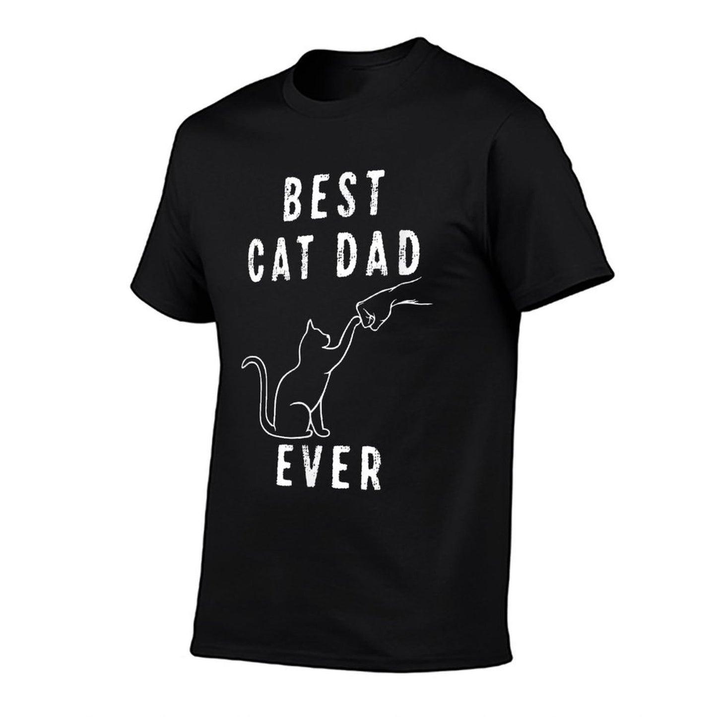Best Cat Dad Ever Cat Daddy Paw Fist Bump Meow  Ribbed Collar T-Shirt