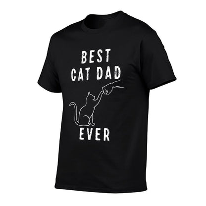 Best Cat Dad Ever Cat Daddy Paw Fist Bump Meow  Ribbed Collar T-Shirt