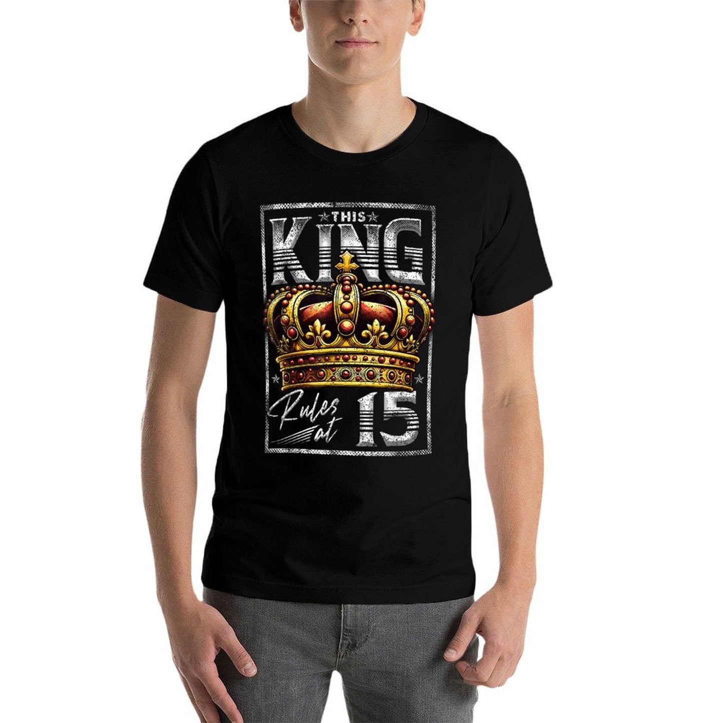 This King Rules at 15 15 Year Old Gifts 15th Birthday  Summer-ready Fabric T-Shirt