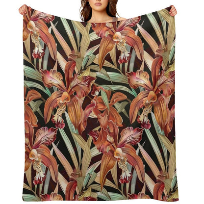 Autumn Orchid Splendor Machine-washable Throw Blanket