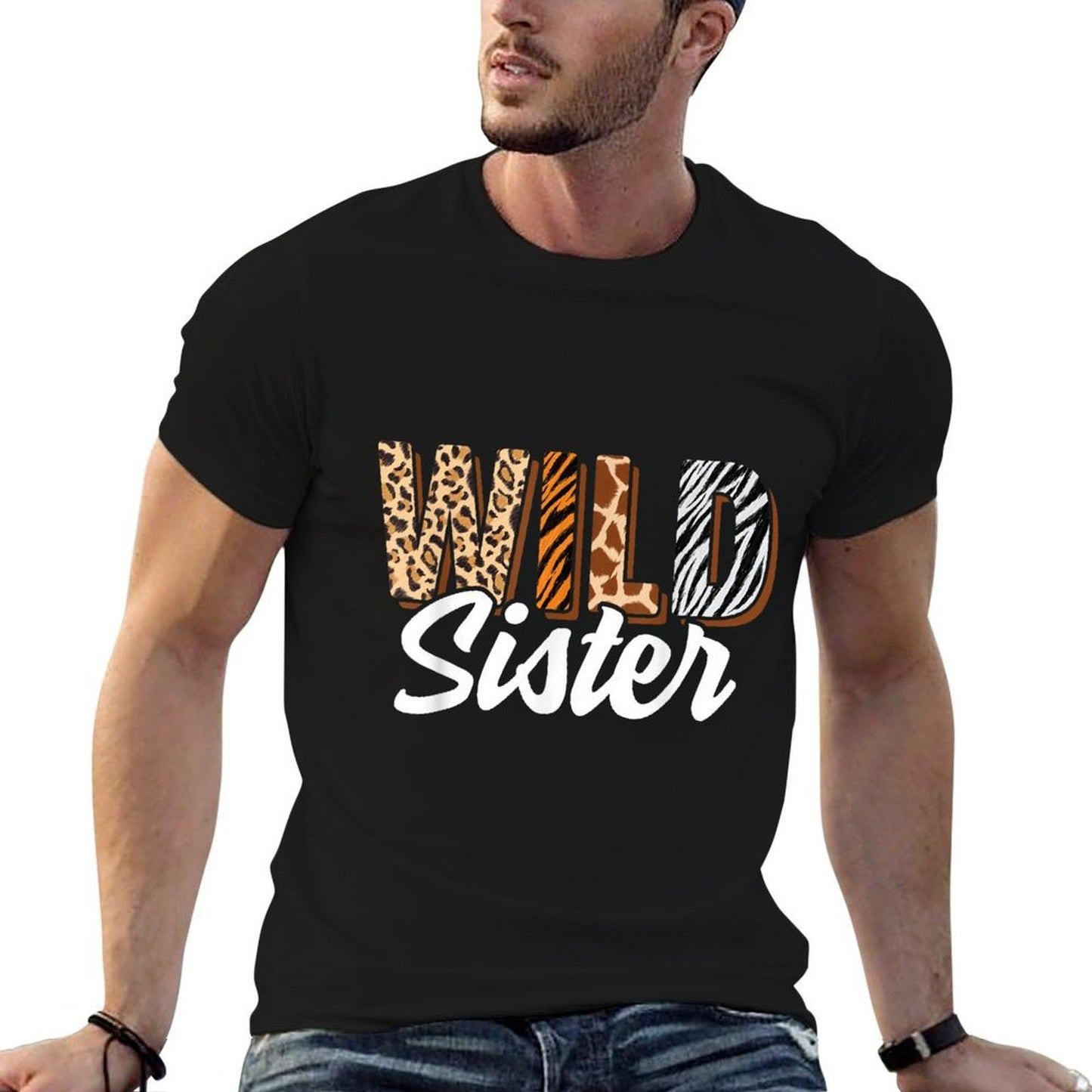 Wild Sister Zoo Born Two Be Wild B-day Safari Jungle Animal  High-quality Stitching T-Shirt