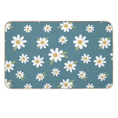 Daisies on Teal  Green  Eco-Friendly Bath Mat