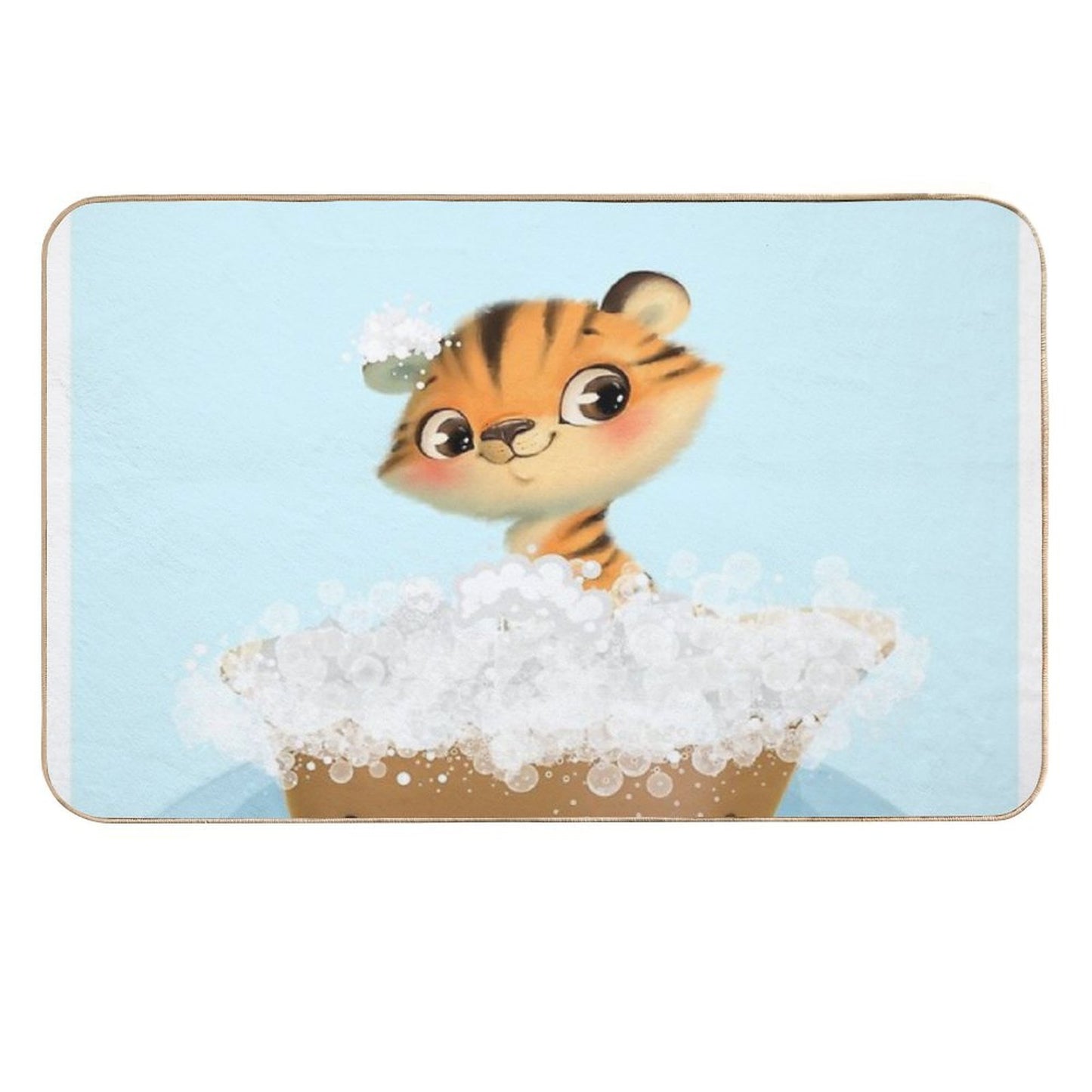 Cute Baby Tiger in A Bathtub, Boys Bathroom Print, Baby Animals in Tub, Whimsy Animal, Kids Bathroom Art  Versatile Bath Mat
